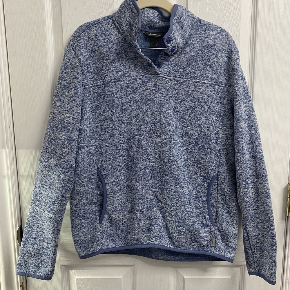 Eddie Bauer Fleece Sweatshirt Womens Sz. S-Blue 1/4 Button Up Outdoor‎ Casual